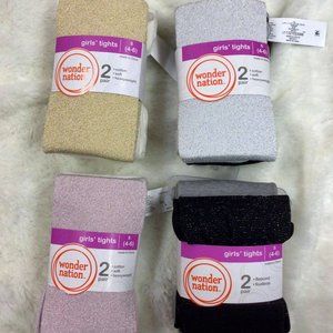 Lot of 4 NEW Packs (8 Pairs) of Girl's Tights